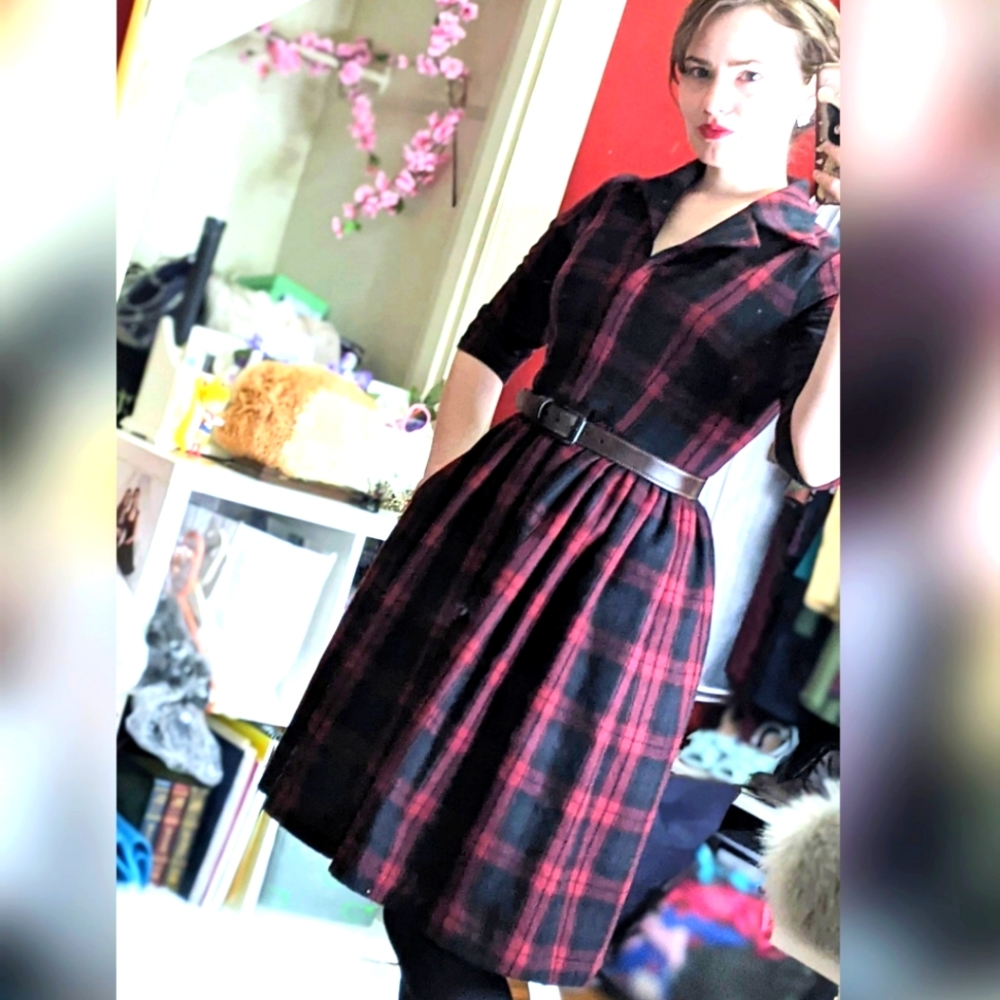 Hearts and Found red plaid vintage style dress